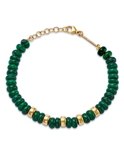 Zoë Chicco 14k Yellow Gold Malachite Beads Bracelet In Green/ Gold