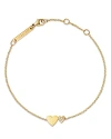 Zoë Chicco 14k Yellow Gold Midi Bitty Symbols Diamond Double Heart Chain Bracelet In Gold