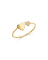 ZOË CHICCO 14K YELLOW GOLD MIDI BITTY SYMBOLS DIAMOND DOUBLE HEART RING