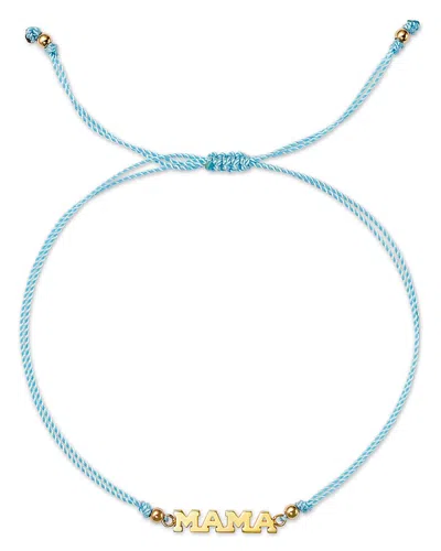 Zoë Chicco 14k Yellow Gold Midi Bitty Symbols Mama Turquoise Cord Bolo Bracelet In Turquoise/gold