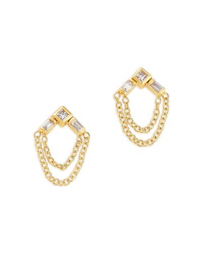 Zoë Chicco 14k Yellow Gold Paris Diamond Princess & Baguette Chain Drop Earrings