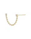 Zoë Chicco 14k Yellow Gold Prong Diamonds Double Piercing Chain Strand Double Piercing Single Earring In Gold