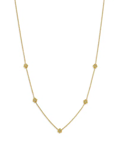 Zoë Chicco 14k Yellow Gold Prong Diamonds Tiny Bead Flower Collar Necklace, 14-16