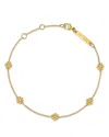 Zoë Chicco 14k Yellow Gold Prong Diamonds Tiny Bead Flower Link Bracelet In Gold