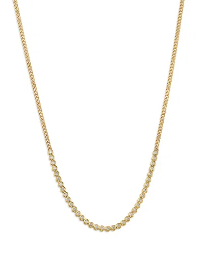 Zoë Chicco Xs Diamond Bezel Curb Chain Necklace In 14k Yellow Gold