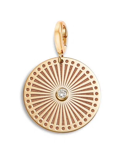 Zoë Chicco 14k Yellow Gold White Diamond Engraved Sunbeam Medallion Disc Clip On Charm