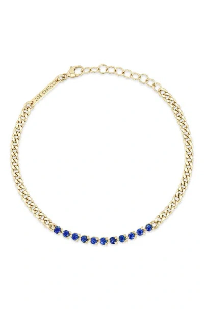 Zoë Chicco Blue Sapphire Tennis Bracelet In Yellow Gold