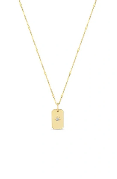 Zoë Chicco Diamond Dog Tag Pendant Necklace In Gold