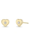 Zoë Chicco 14k Yellow Gold Feel The Love Diamond Heart Stud Earrings In Yellow Gold