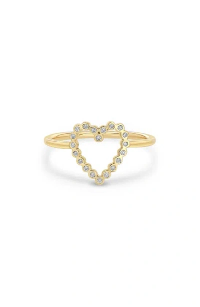 Zoë Chicco Diamond Open Heart Ring In Yellow Gold