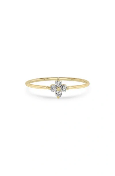 Zoë Chicco 14k Yellow Gold Prong Diamonds Diamond Flower Ring