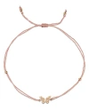 ZOË CHICCO 14K YELLOW GOLD MIDI BITTY BUTTERFLY LIGHT PINK CORD BRACELET