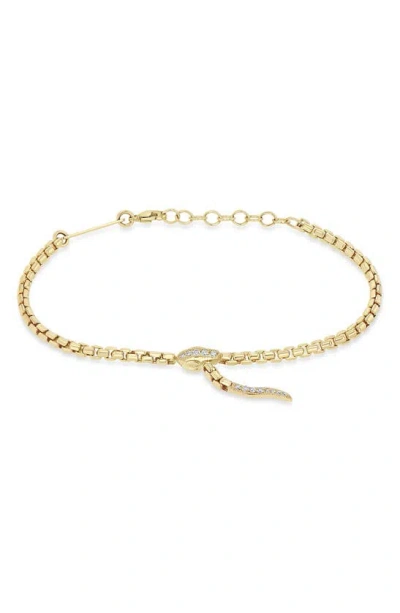 Zoë Chicco Pavé Diamond Snake Box Chain Bracelet In Yellow Gold