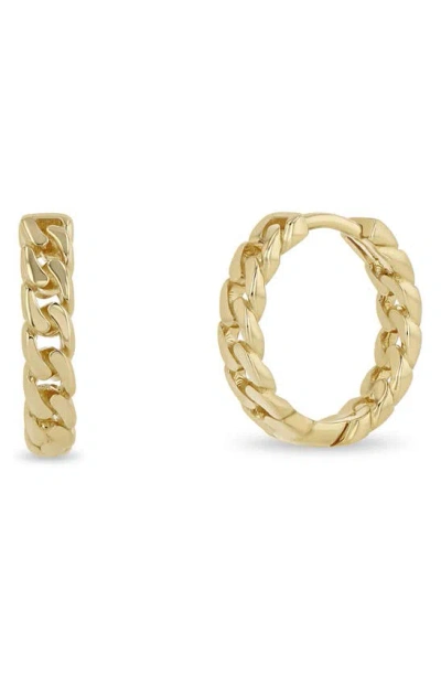 Zoë Chicco Small Curb Chain Hoop Earrings In Yellow Gold