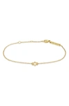 Zoë Chicco Midi Bitty Star Of David Centered Bracelet In Yellow Gold
