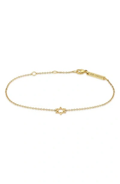 Zoë Chicco Midi Bitty Star Of David Centered Bracelet In Gold