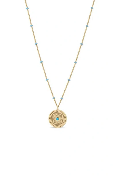 Zoë Chicco Sunbeam Medallion Pendant Necklace In Blue/gold