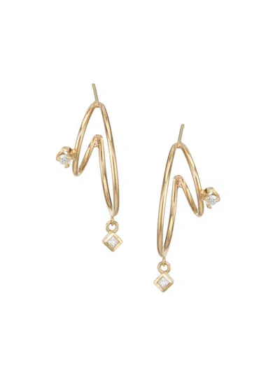 Zoë Chicco Women's 14k Yellow Gold & Diamond Small Double-wire Hoop Earrings