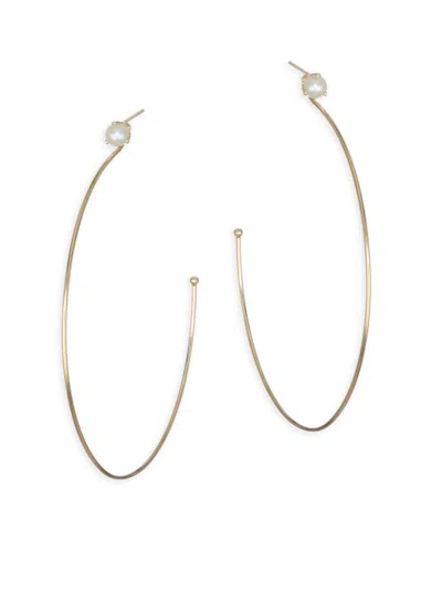 Zoë Chicco Women's 4mm Pearl Stud Gold Hoop Earrings