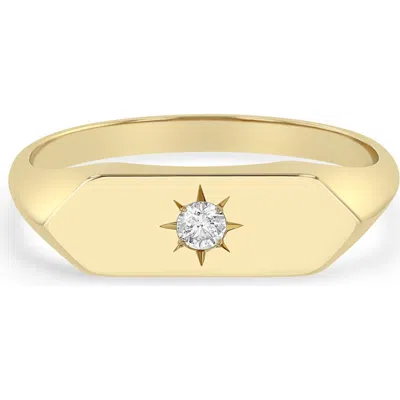 Zoë Chicco 14k Gold Diamond Flag Signet Ring In 14k Yellow Gold