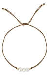 Zoë Chicco 14k Yellow Gold Cultured Freshwater Pearl Trio Cord Slider Bracelet In 14k Yellow Gold