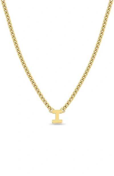Zoë Chicco Curb Chain Initial Pendant Necklace In Yellow Gold