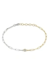 Zoë Chicco Diamond Bezel Mixed Paper Clip Chain Bracelet In 14k Yellow Gold