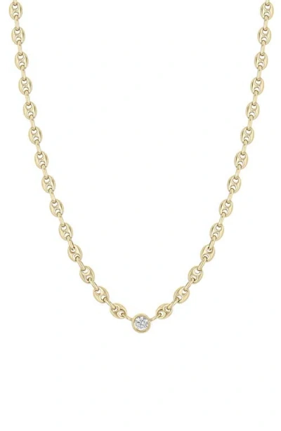 Zoë Chicco Floating Diamond Puffed Mariner Chain Necklace In 14k Yellow Gold