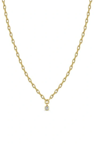 Zoë Chicco Diamond Bezel Short Pendant Necklace In Yellow Gold