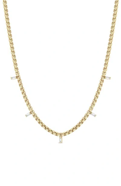 Zoë Chicco Baguette Diamond Box Chain Necklace In 14k Yellow Gold