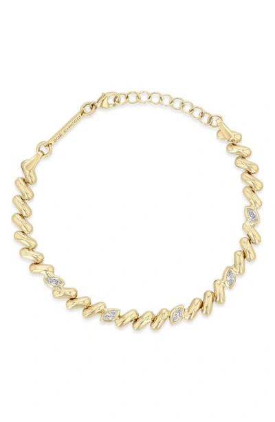 Zoë Chicco Diamond San Marco Chain Bracelet In 14k Yellow Gold