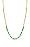 Zoë Chicco Emerald & Diamond Tennis Necklace In 14k Yellow Gold
