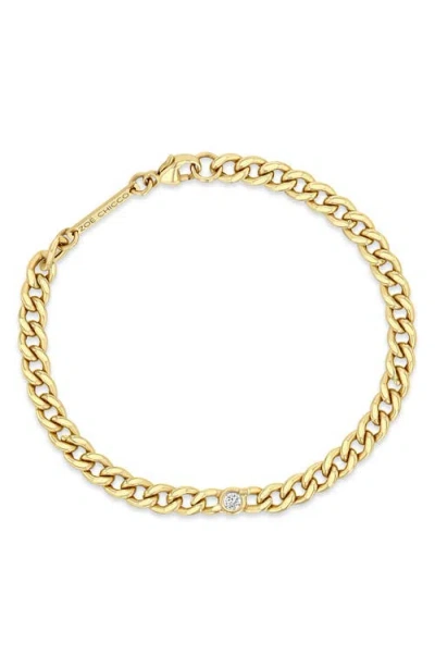 Zoë Chicco 14k Yellow Gold Floating Diamonds Diamond Curb Link Chain Bracelet