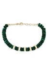 Zoë Chicco Malachite Beaded Bracelet In 14k Yellow Gold