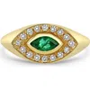 Zoë Chicco Marquis Emerald & Diamond Signet Ring In 14k Yellow Gold