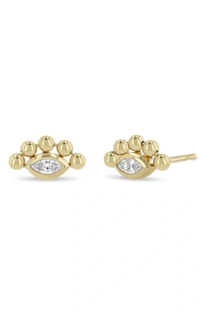 Zoë Chicco Marquise Diamond Stud Earrings In 14k Yellow Gold