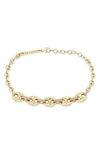 Zoë Chicco Mixed Mariner Chain Bracelet In Gold