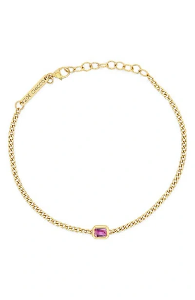 Zoë Chicco Pink Sapphire Pendant Bracelet In 14k Yellow Gold