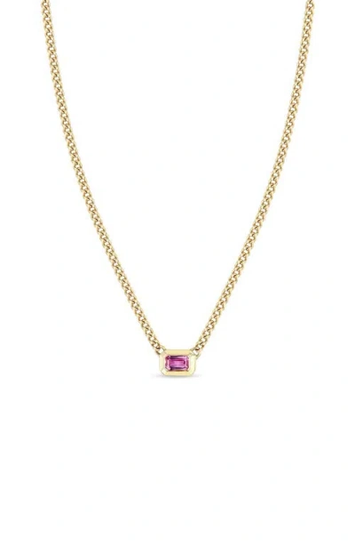 Zoë Chicco Pink Sapphire Pendant Necklace In Gold