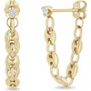 Zoë Chicco Diamond Puffed Mariner Chain Huggie Earrings In 14k Yellow Gold