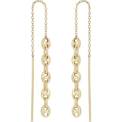 Zoë Chicco Puffed Mariner Threader Earrings In 14k Yellow Gold
