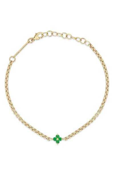 Zoë Chicco Quad Emerald Pendant Bracelet In 14k Yellow Gold