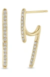 Zoë Chicco Talon Diamond Hoop Earrings In 14k Yellow Gold