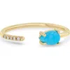 Zoë Chicco Turquoise & Diamond Pavé Open Ring In 14k Yellow Gold