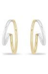 Zoë Chicco Two Tone Double Hoop Earrings In 14k Yellow Gold