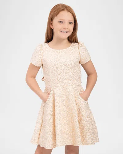 Zoe Kids' Girl's Ava Jacquard Circle-skirt Mini Dress In Ivory