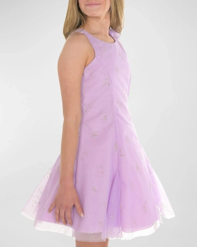 Zoe Kids' Girl's Bea Gold Embellished Tulle Dress In Lavender
