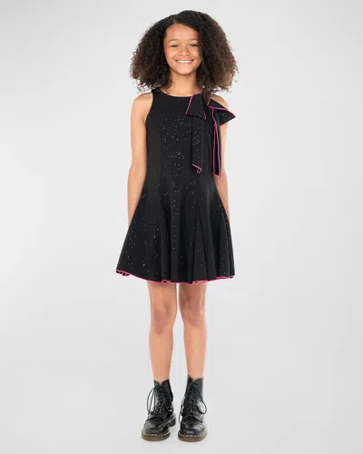 Zoe Kids' Girl's Carolina Glittery Dress W/ Bow In Black