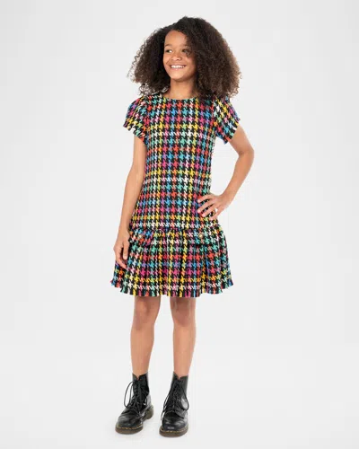 Zoe Kids' Girl's Charlie Tweed Multicolor Houndstooth Dress