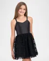 Zoe Girl's Chloe Ruffle-skirt Henley Dress In Black